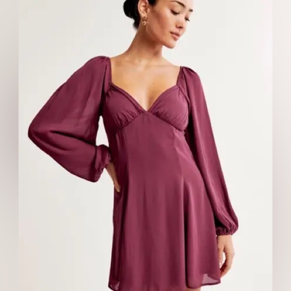 A&F mauve sheer sleeve mini dress
